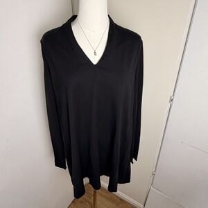 COS Women's Black V-Neck Long Sleeve Tunic Blouse Top Size Small Minimalist